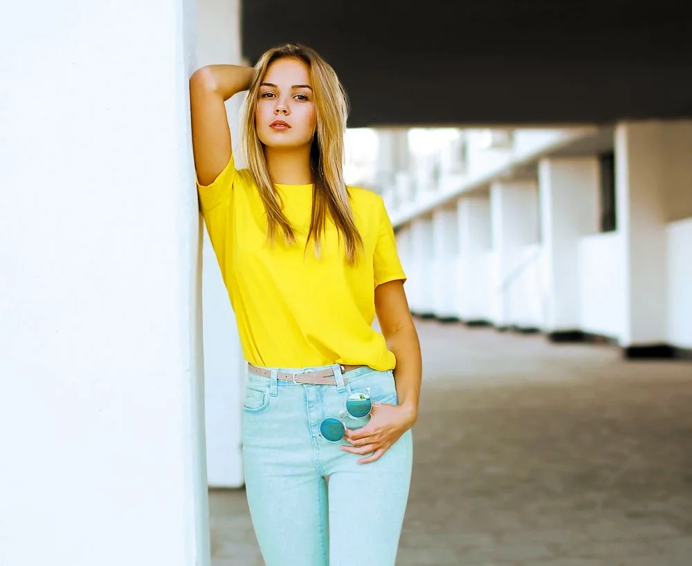 Woman in yellow shirt