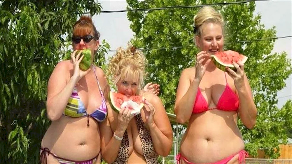 Women at the cottage in swimsuit