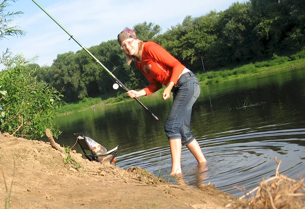 Girl with fishing rod