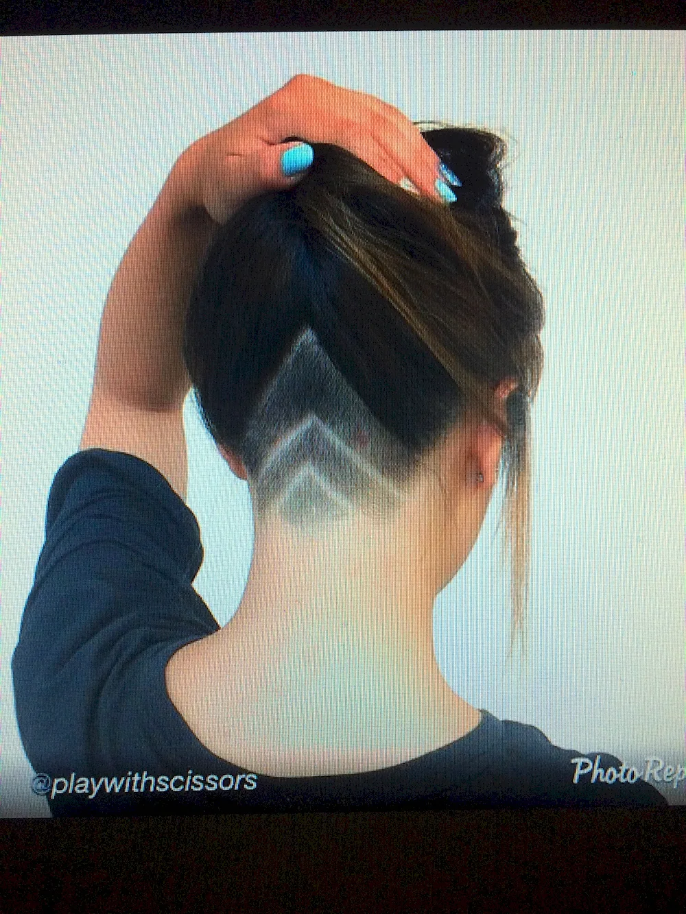 Shaved back of the head haircut for women