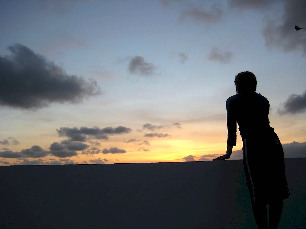 Woman silhouette from back