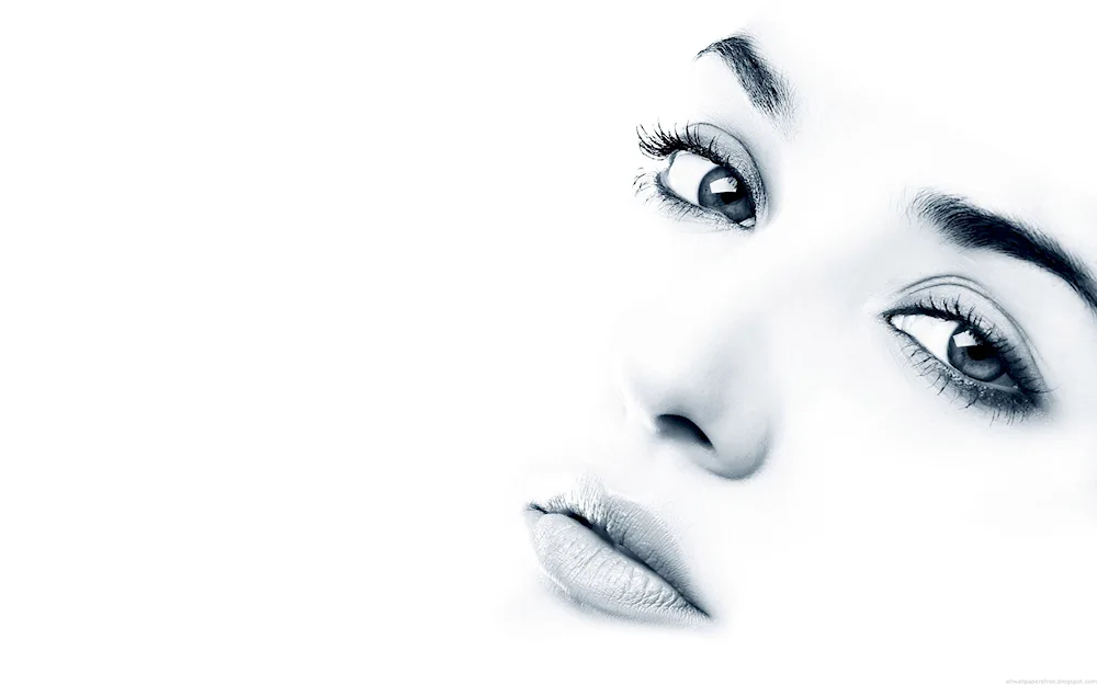 Woman's face on white background