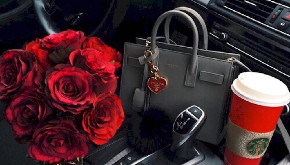 Flowers in the car on March 8 with a car