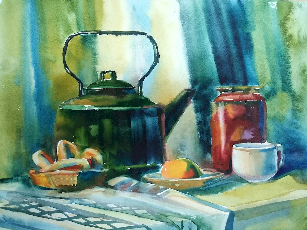 Academic watercolour still life