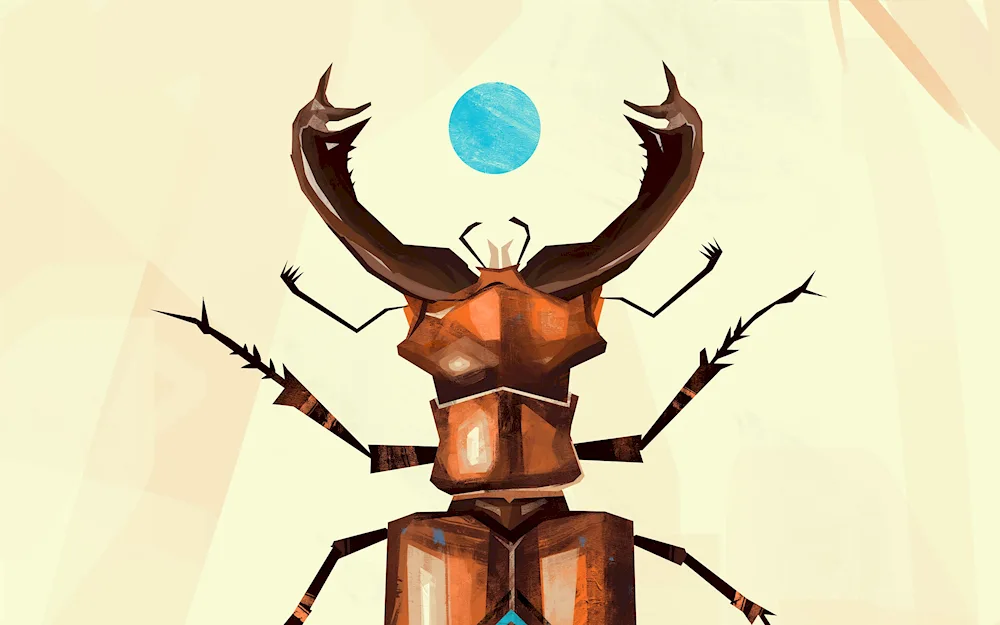 Rhinoceros beetle deer art