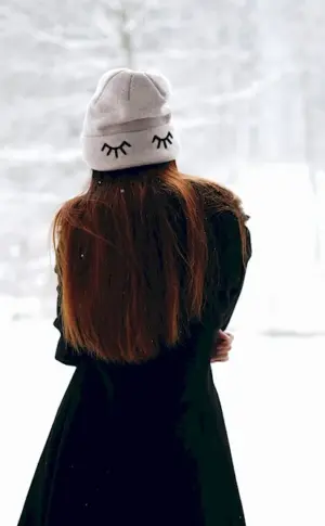 Winter girl from back