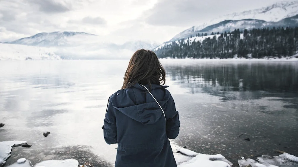 Winter girl with back