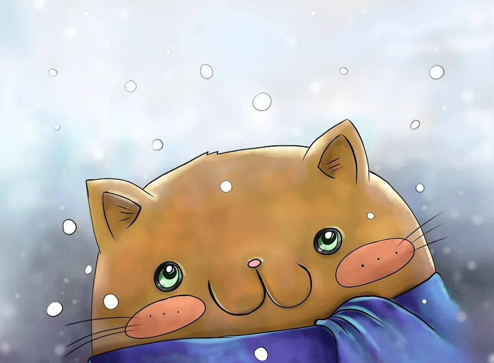 Winter cat cartoon