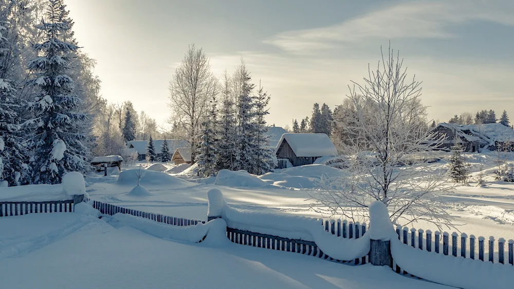 Siberian village Ural in winter