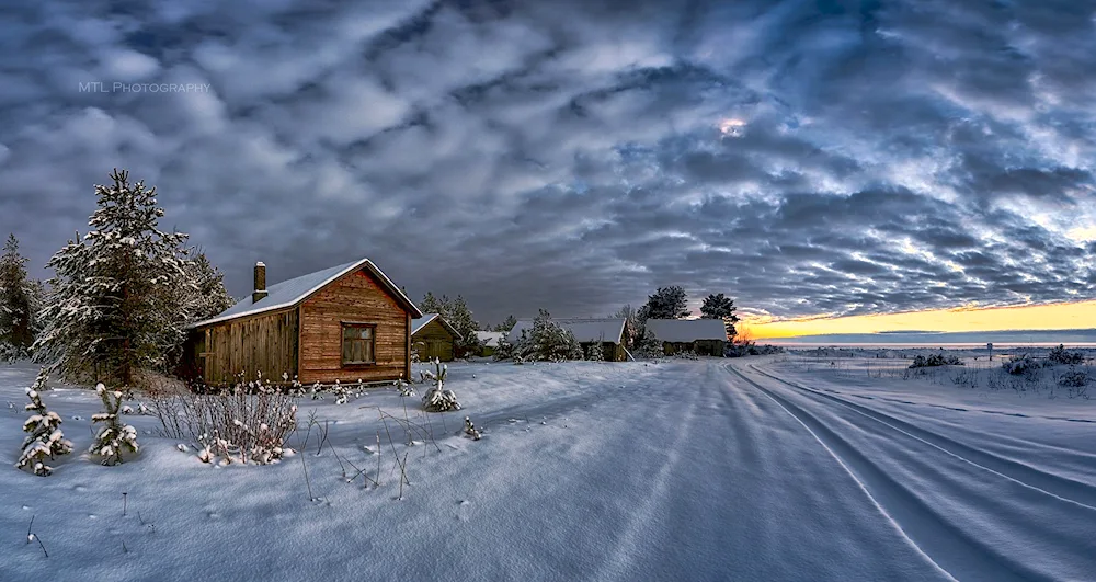 Carpathian village in winter