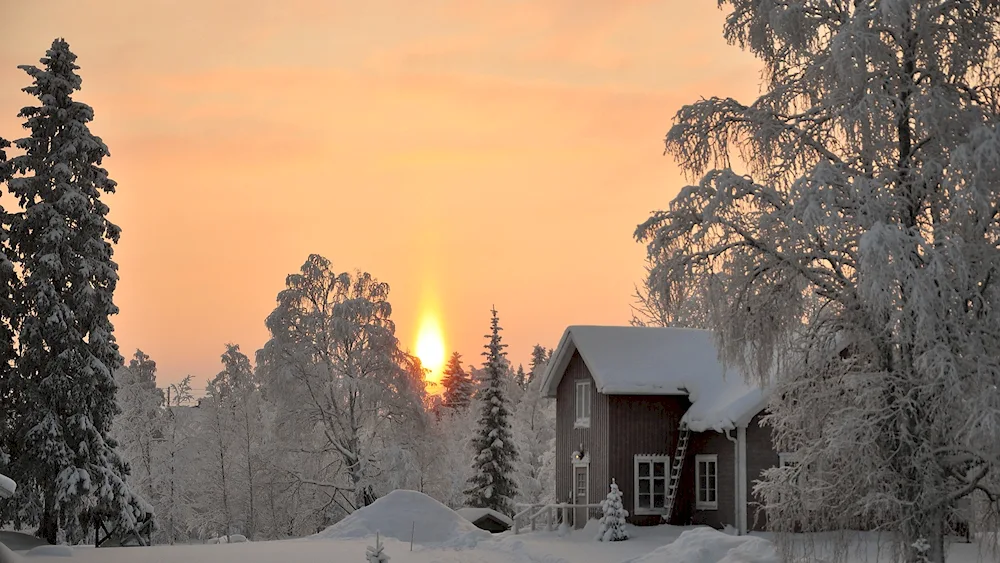 Snowy cabin