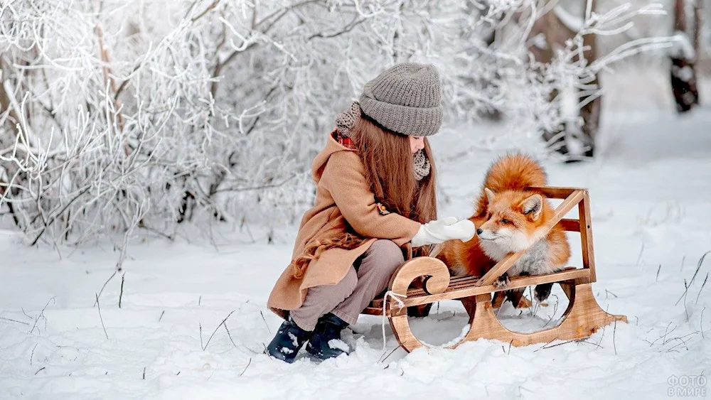 Winter photo shoot in the woods