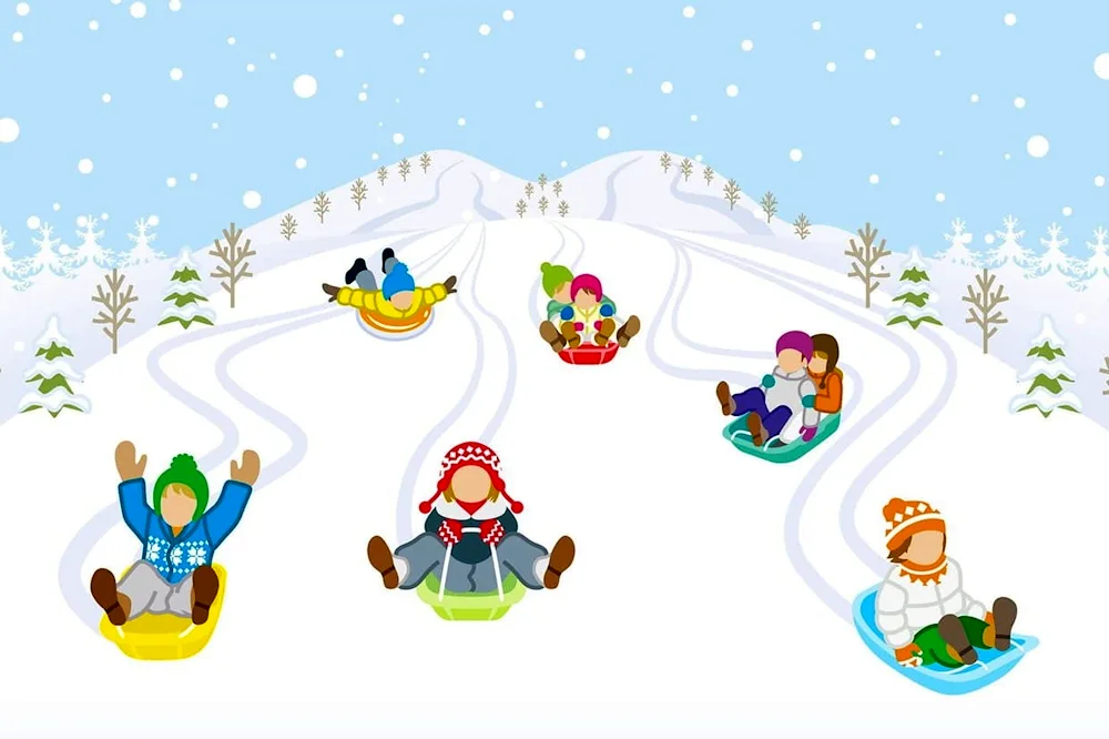 Winter slide drawing for children