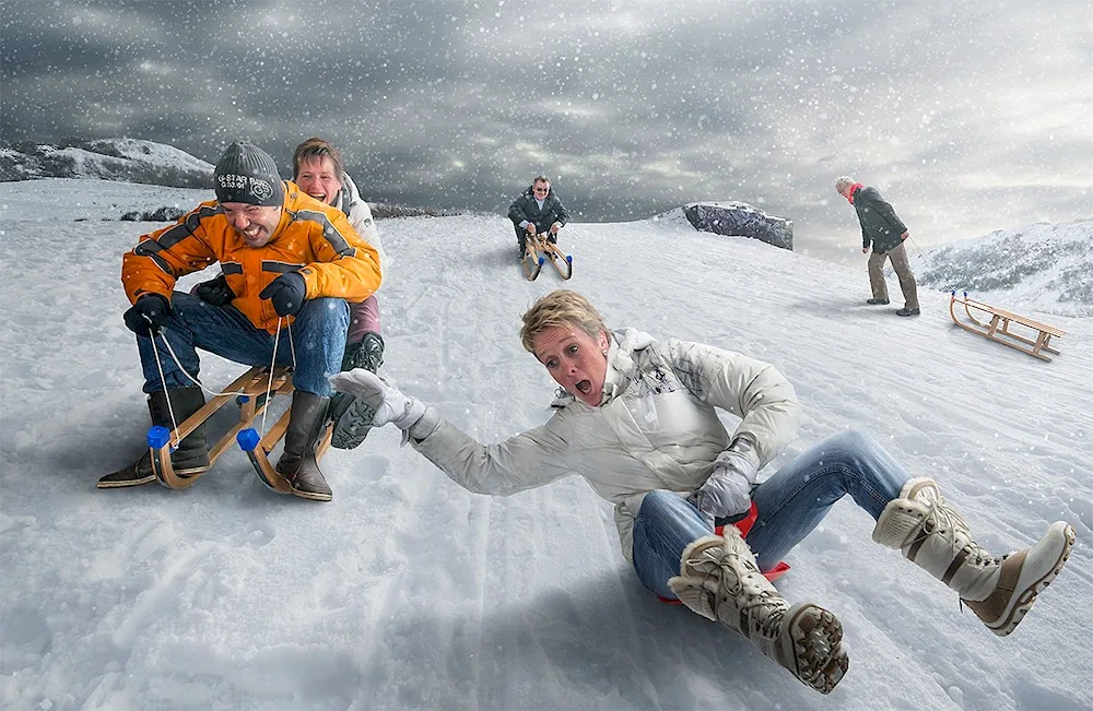 Sledding down the hill