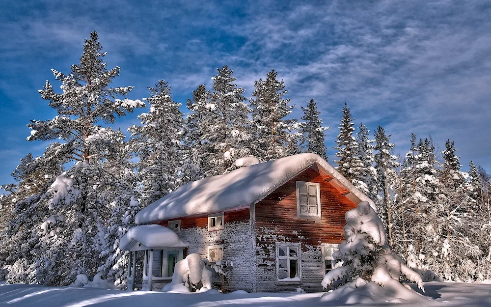 Snowy house