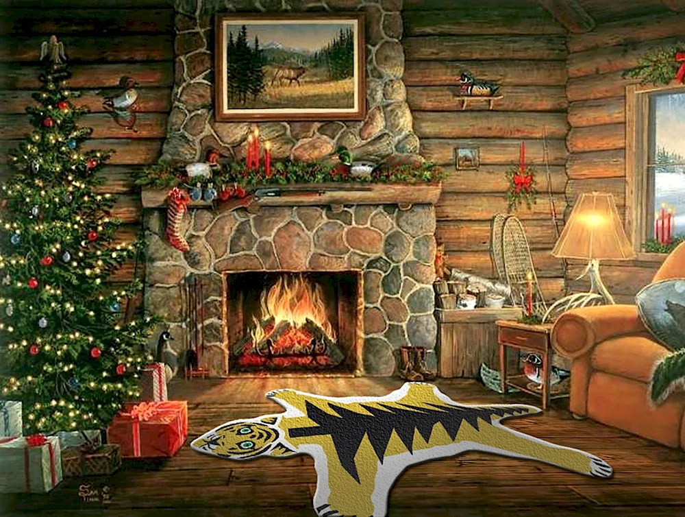 Winter house with fireplace