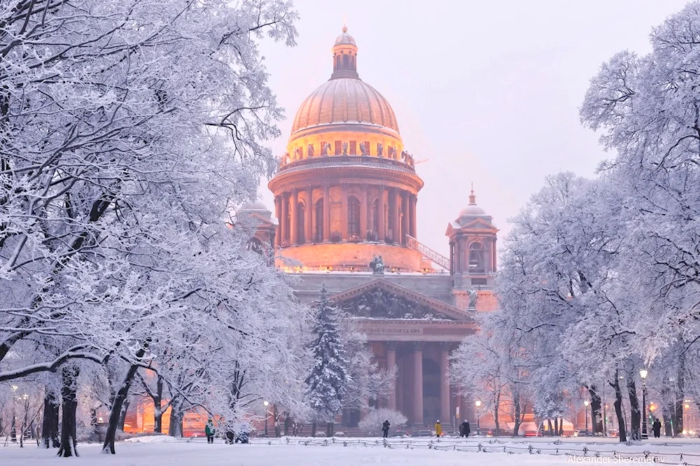 Winter St. Isaac's Cathedral in St. Petersburg