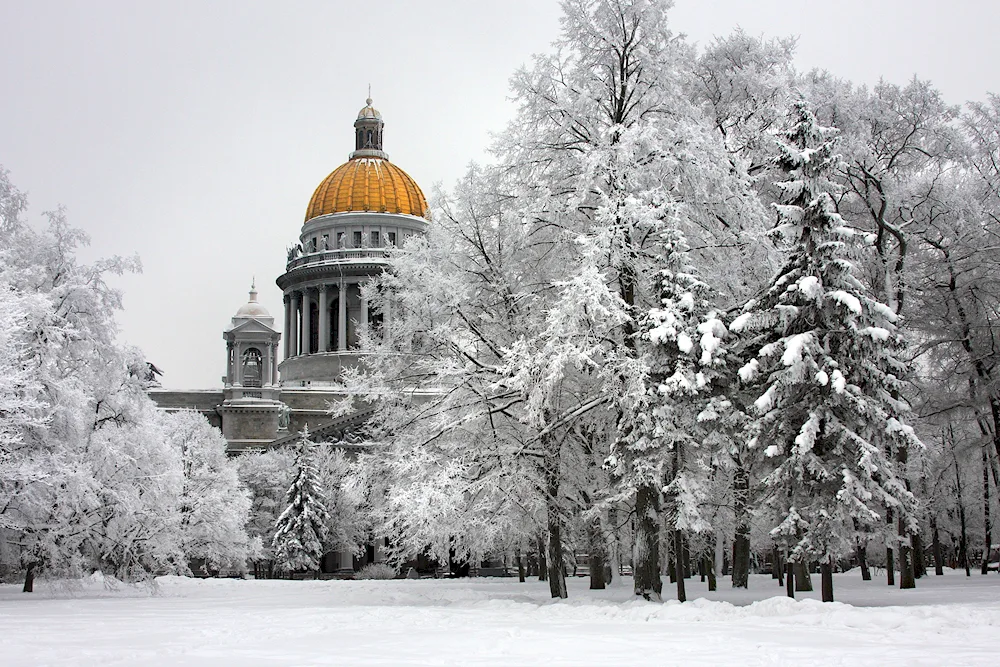 Winter St. Isaakievsky Cathedral in St. Petersburg