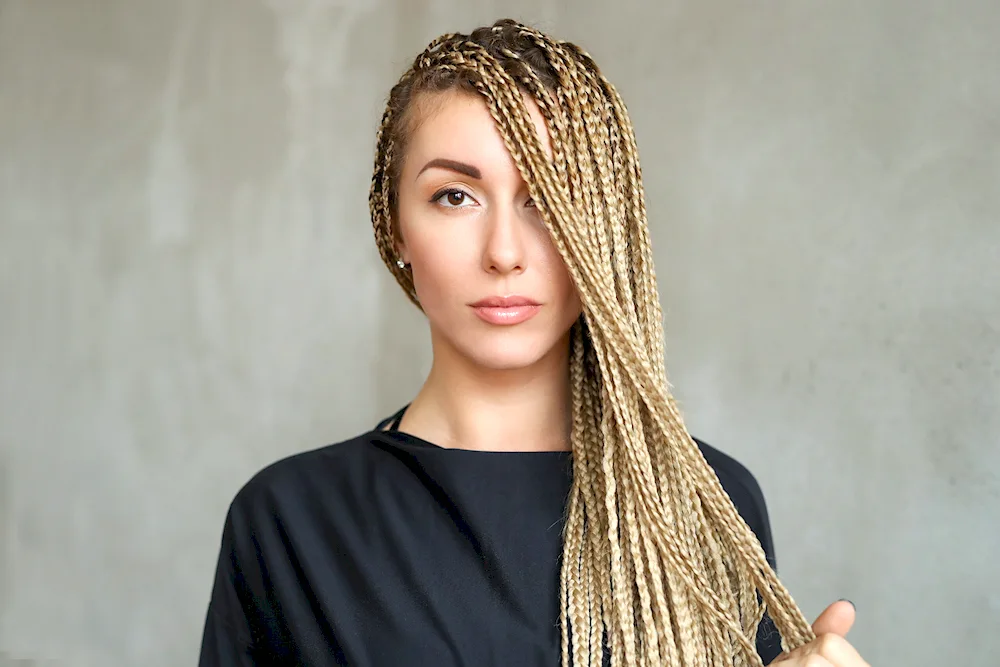 Afro curls on blonde hair