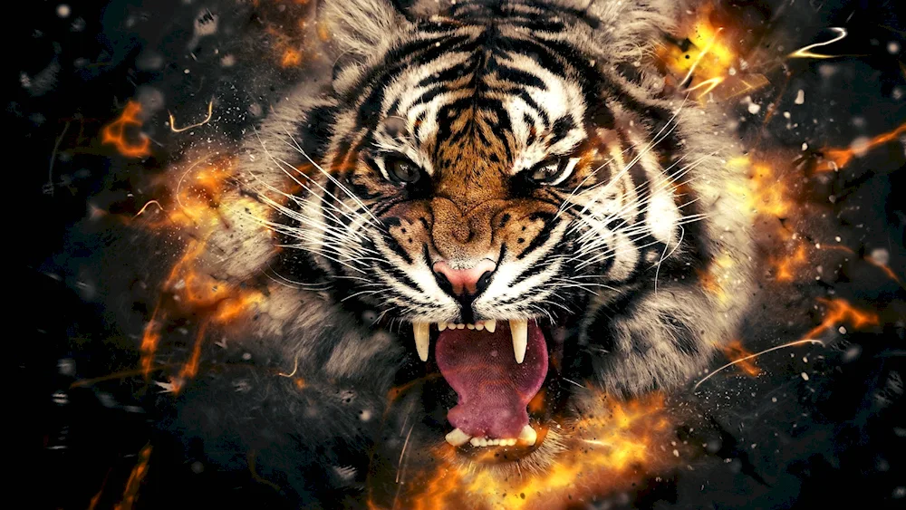 An angry tiger