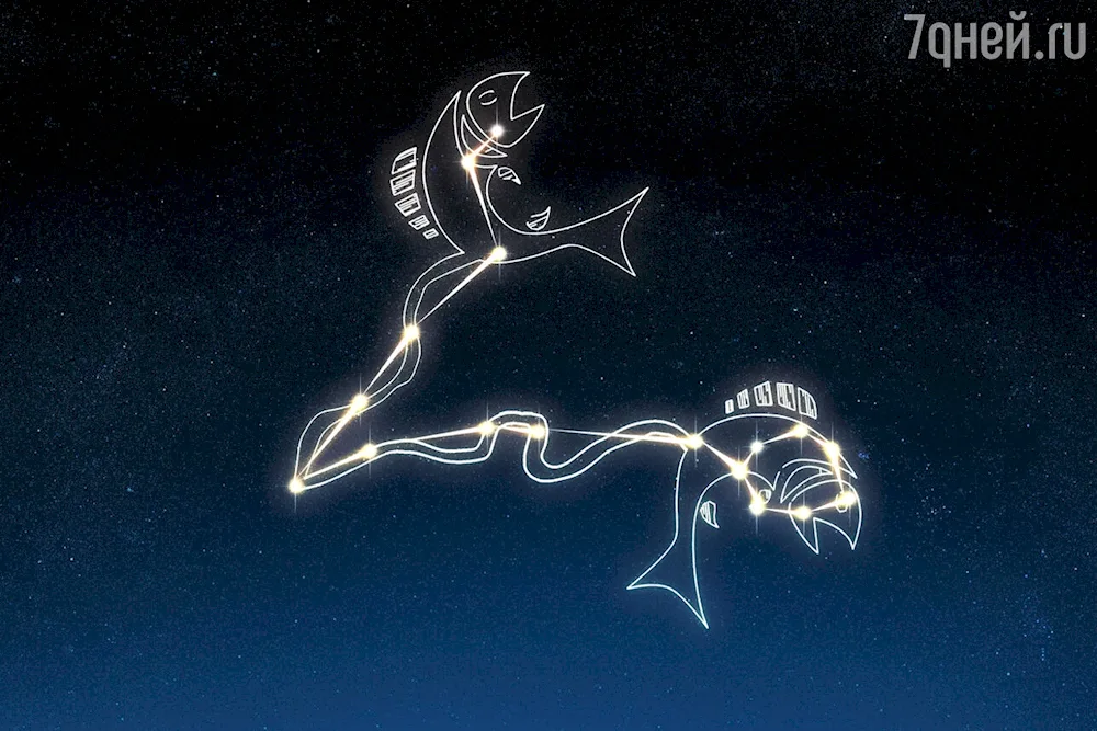 Pisces zodiac sign of fish constellation