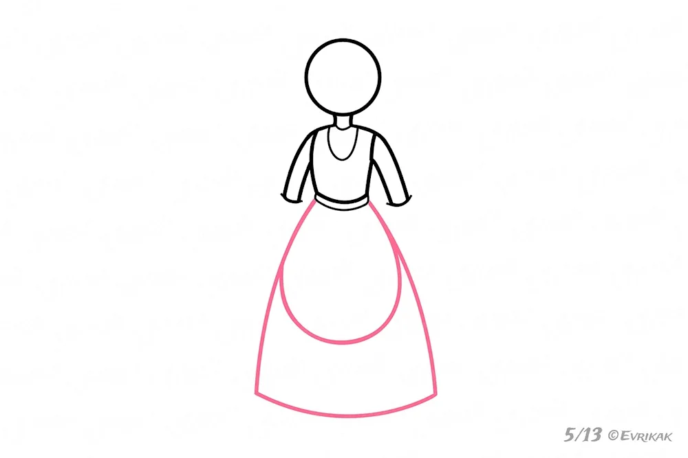 Step-by-step drawing of a princess