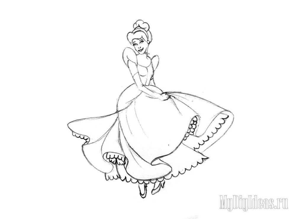Cinderella drawing in pencil