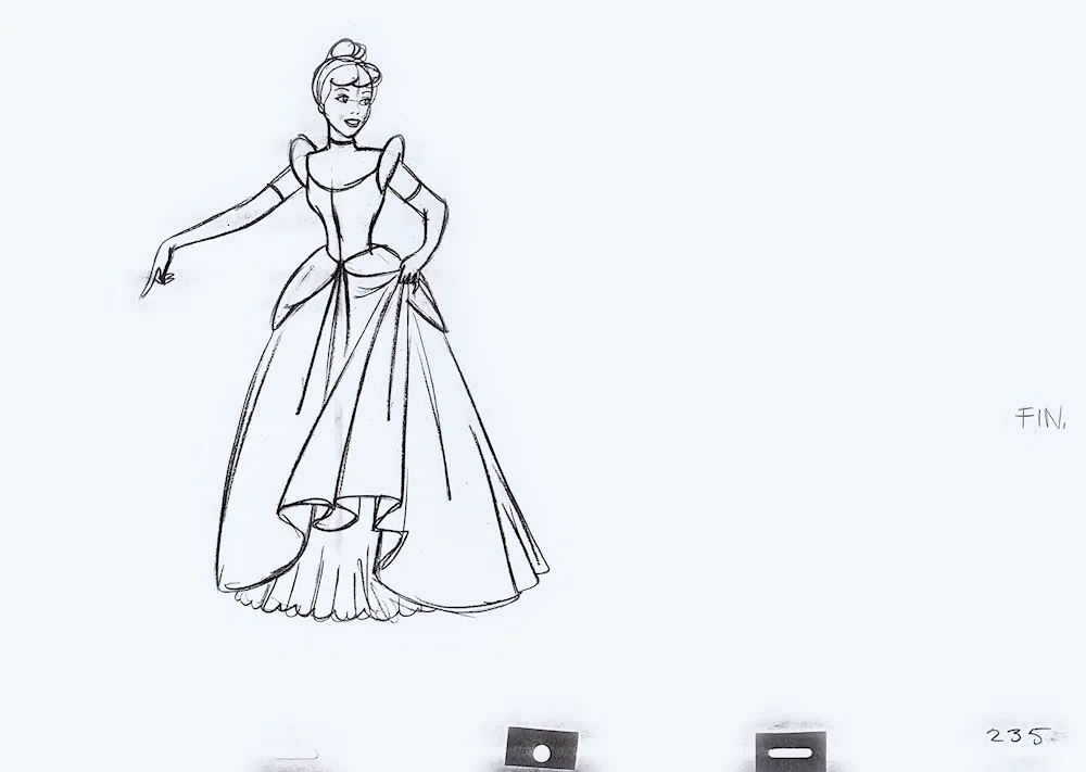 Cinderella drawing in pencil