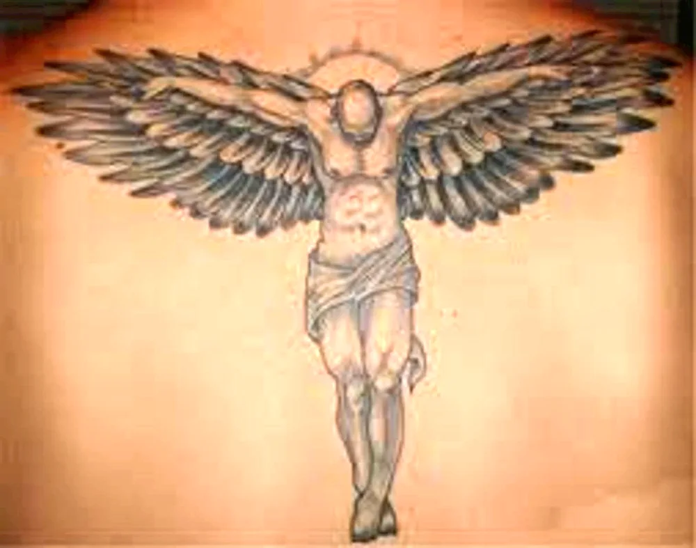 Wings tattoo on back